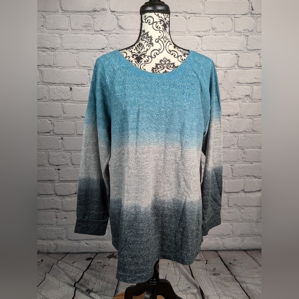 Style & Co women's long sleeve stretch knit geometric print size 2x top BBIN